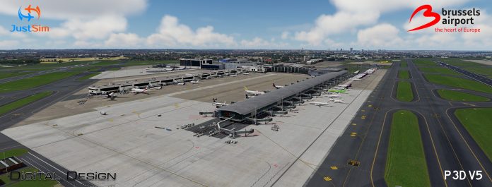 JustSim propose l'aéroport de Bruxelles v2.1 pour Prepar3D v5